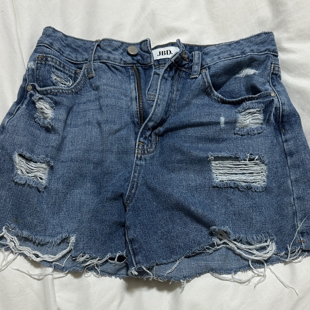 Just Black Distressed Blue Jean Shorts